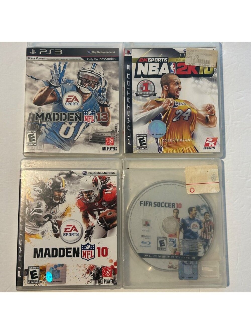 Sony PlayStation3 PS3 Lot/Bundle of 4-Madden 10 &13 NBA2K10 FIFA Soccer 10-READ